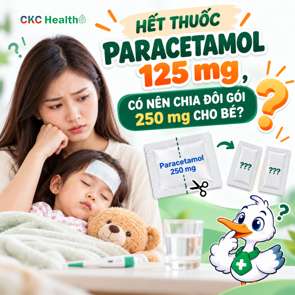 HẾT THUỐC PARACETAMOL 125 MG, CÓ NÊN CHIA ĐÔI GÓI 250 MG CHO BÉ?